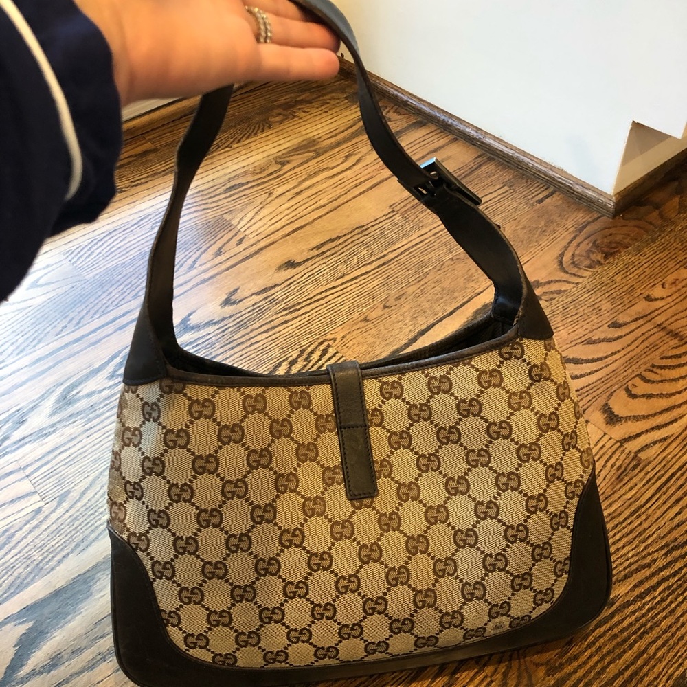 GUCCI Monogram Web Jackie O Hobo Dark Brown - Picture 2 of 8